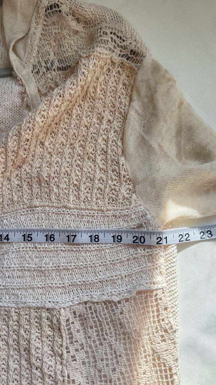 Free People Boho Crochet Patchwork Hooded Duster Cardigan Lagenlook Small - Picture 6 of 8